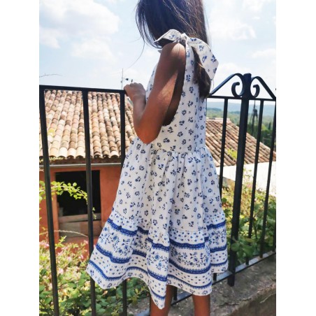 L'ENSOLEILLADE - Robe Caline Blanc/Bleu 6 ans