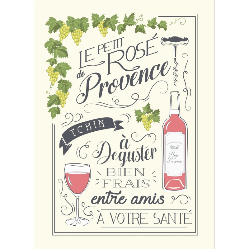 L'ENSOLEILLADE - Torchon Petit Rosé De Provence ECRU