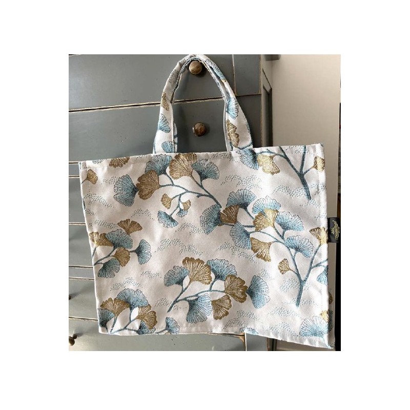 L'ENSOLEILLADE- Cabas GINKO AQUA Jacquard Broche