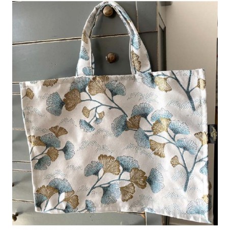 L'ENSOLEILLADE- Cabas GINKO AQUA Jacquard Broche