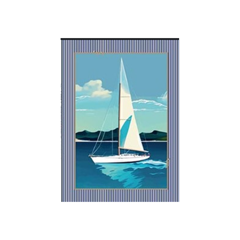 L'ENSOLEILLADE - Torchon VOILIER 2 BLEU