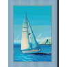 L'ENSOLEILLADE - Torchon VOILIER 3 TURQUOISE